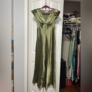 Old Navy Olive Satin Maxi Dress